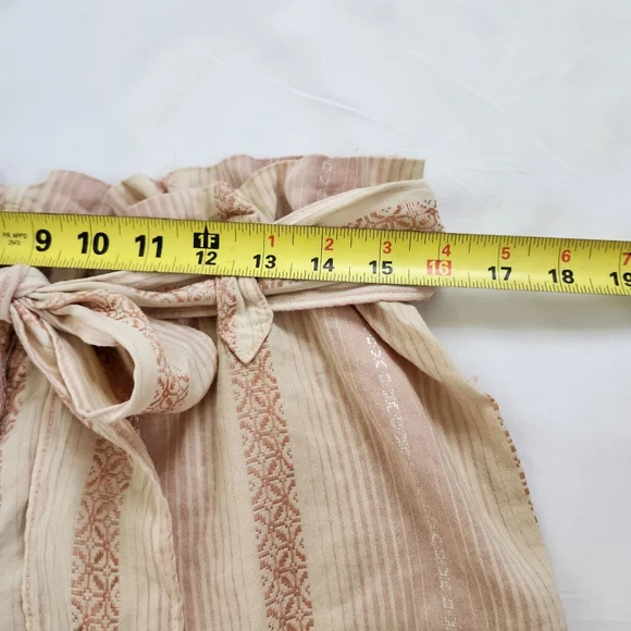 Y2K Rare Authentic Juicy Couture Paper Bag Shorts Petal Pink Cream Stripe Sash S
